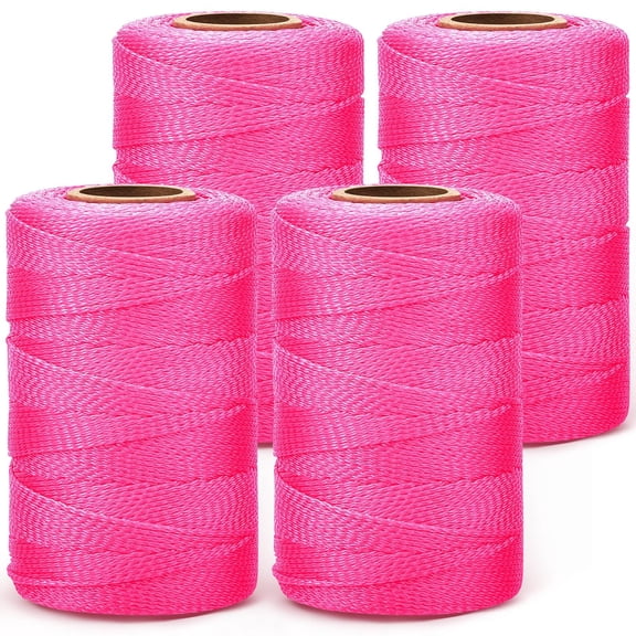 4 Roll Mason String Line #18, 500 ft Nylon Braided Construction String Line, Heavy Duty Outdoor Twine Rope for Gardening or Masonry Tools Construction DIY Project