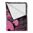 thumbnail image 2 of Skull Soft Flannel Fleece Throw Blanket, Illustration Crown Dark Grunge Style Teen Spooky Halloween October Fall Print, Cozy Plush for Indoor and Outdoor Use, 50" x 60", Pink Black, by Ambesonne, 2 of 5