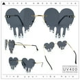 thumbnail image 2 of Rhinestone Studded Rimless Melting Heart Valentine Hippie Sunglasses Gold - Black, 2 of 8