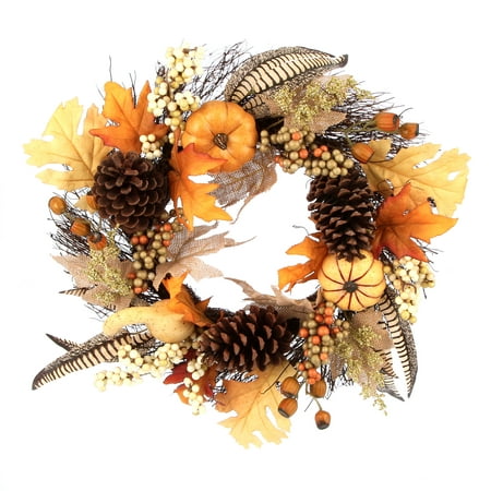 Way to Celebrate Multicolor Harvest Neutral Thanksgiving Wreath, 19.69 (Best Way To Celebrate Thanksgiving)