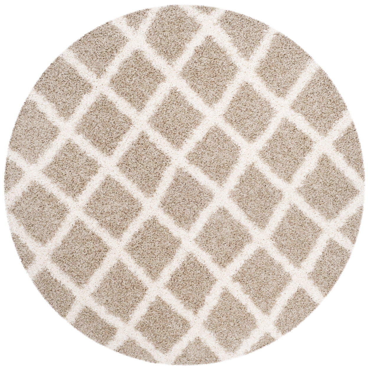 SAFAVIEH Layla Geometric Plush Shag Area Rug, Beige/Ivory, 3' x 5'