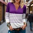 thumbnail image 2 of ZyeKqe Womens Tops Casual V Neck Shirts Striped Fall Top Tees Plus Size Loose Fitting Blouses, 2 of 6