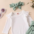 thumbnail image 5 of Baby Girl Clothes Outfits Cute Ruffle Ribbed Knit Romper + Heart Daisy Print Pants + Cute Headband Sets for Girls Outfits, 5 of 6