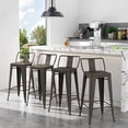 thumbnail image 6 of 26 inch Metal Bar Stools Set of 4 Modern Counter Height Stools with Backs Industrial Low Back Bar Chairs for Indoor Outdoor Matte Black, 6 of 20