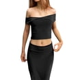 thumbnail image 1 of Txlixc Blusa Crop bandiau para mujeres blusa sólida ocio de verano sin mangas blusa sin hombros ropa de club callejero Txlixc  moda, 1 of 9