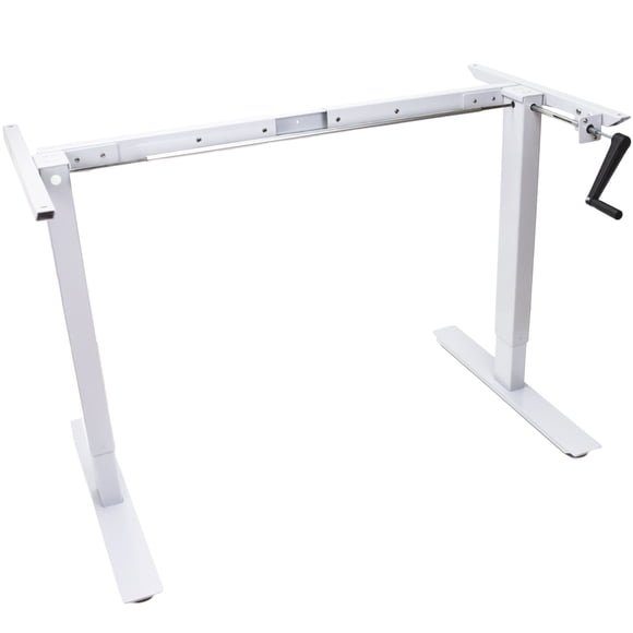 AnthroDesk Adjustable Manual Crank Desk (White Frame)