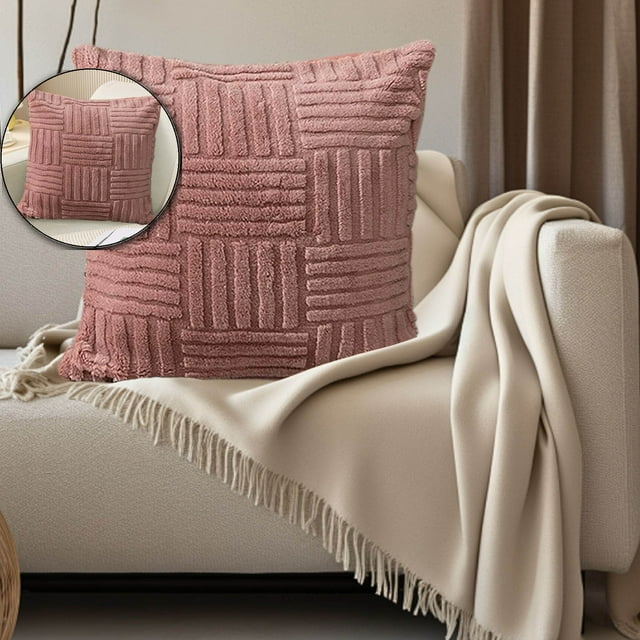 Dvruxg Solid Color Velvet Pillowcase, Pleated Sofa Cushion Cover, Lumbar Support Office Waist Protection for Home & Workplace Comfort
