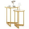 thumbnail image 1 of Gymax Ensemble de 2 Tables d'Appoint Rondes Gigognes Tables Basses Empilables avec Plateau en Faux Marbre, 1 of 10