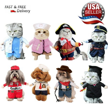 Pet Cat Dog Nurse Cosplay Clothes Halloween Puppy Costume Funny Coat Party
