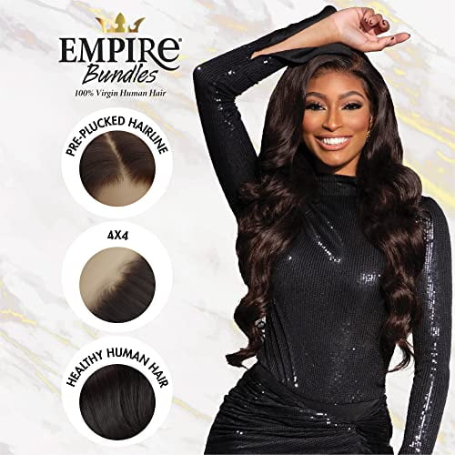 empire bundles multi - body wave with 4x4 closure 10a tangle shed free human hair for weaving and sew in styles (14 16 18 inch, natural)