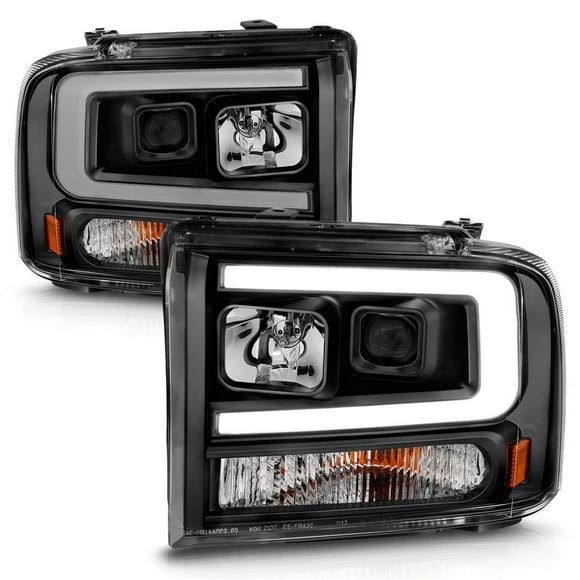 ANZO USA Headlight Assembly 111551 H1 Halogen High Beam Bulb/H7 Halogen Low Beam Bulb; Amber/White Light; Clear Lens; Black Housing; Set Of 2
