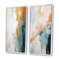 thumbnail image 3 of Designart "Vintage Solitude Blue Abstract Painting I" Abstract Painting Framed Wall Art Set Of 2 - Modern White Gallery Wall Frame Set For Home Decor, 3 of 6