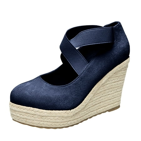 

Platform Wedge Sandals for Womens Straw Rope Fisherman Shoes Women Round Toe Rubber Platform Women High Heels Fashion Espadrilles Shoes Women