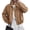 Khaki, variant on PRETTYGARDEN Women's Faux Suede Cropped Bomber Jacket | Long Sleeve Zip Up Casual Going Out Jackets Coat, Oversized Loose Fit Western Outfits, Trendy Outerwear, Fall Clothes