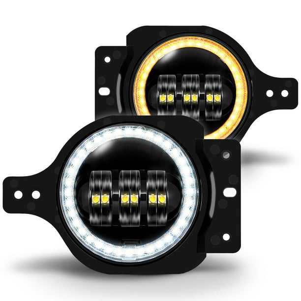 Faros antiniebla para vehículos en línea LED STORE de 4 pulgadas y 60 W Halo DRL Amber Turn