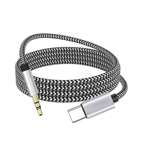 wonima02 USB-C to 3.5mm Aux Audio Cable, Apple MFi Certified Car Stereo Cord for iPhone 15/15 Plus/ 15 Pro/ 15 Pro Max, iPad Pro, MacBook, Samsung Galaxy S23 S22 Note 20, Pixel 5 6 (Silver)