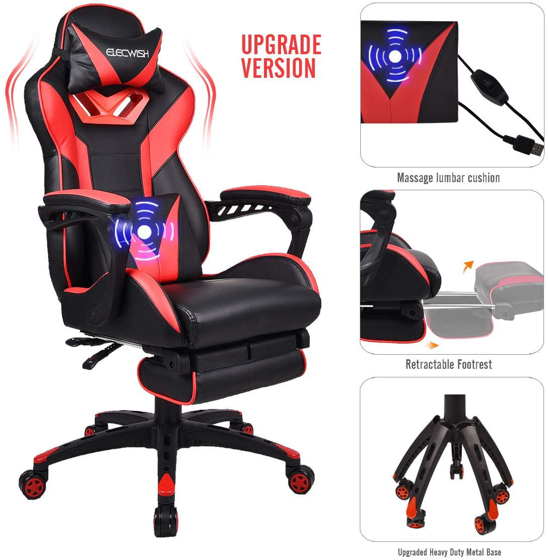 ELECWISH Massage Computer Gaming Chair Reclining Ergonomic