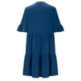thumbnail image 6 of Dezsed Women's V Neck Cute Shift Dress with Pockets Bell Sleeve Ruffle Hem Loose A Line Summer Tunic Mini Dress Blue XL, 6 of 7