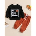 thumbnail image 3 of ZINTAOZT Toddler Baby Boys Halloween Outfits Mr Steal Your Pumpkin Sweatshirts Tops Casual Pants Set 2Pcs Fall Clothes, 3 of 8
