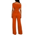 thumbnail image 4 of Kixjoy Orange Women 2 Piece Outfits Sets Off Shoulder Wide Leg Pant 2 Piece High Waisted Athletic Casual Sweatsuits Basic Soft Fall Loungewear Sets Woman, Orange XL, 4 of 5