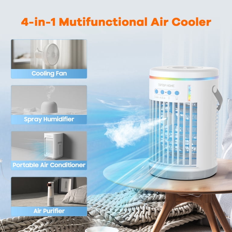 Desktop Humidifier Fan Portable 4-in-1 Personal Air Cooler - Mini AC ...
