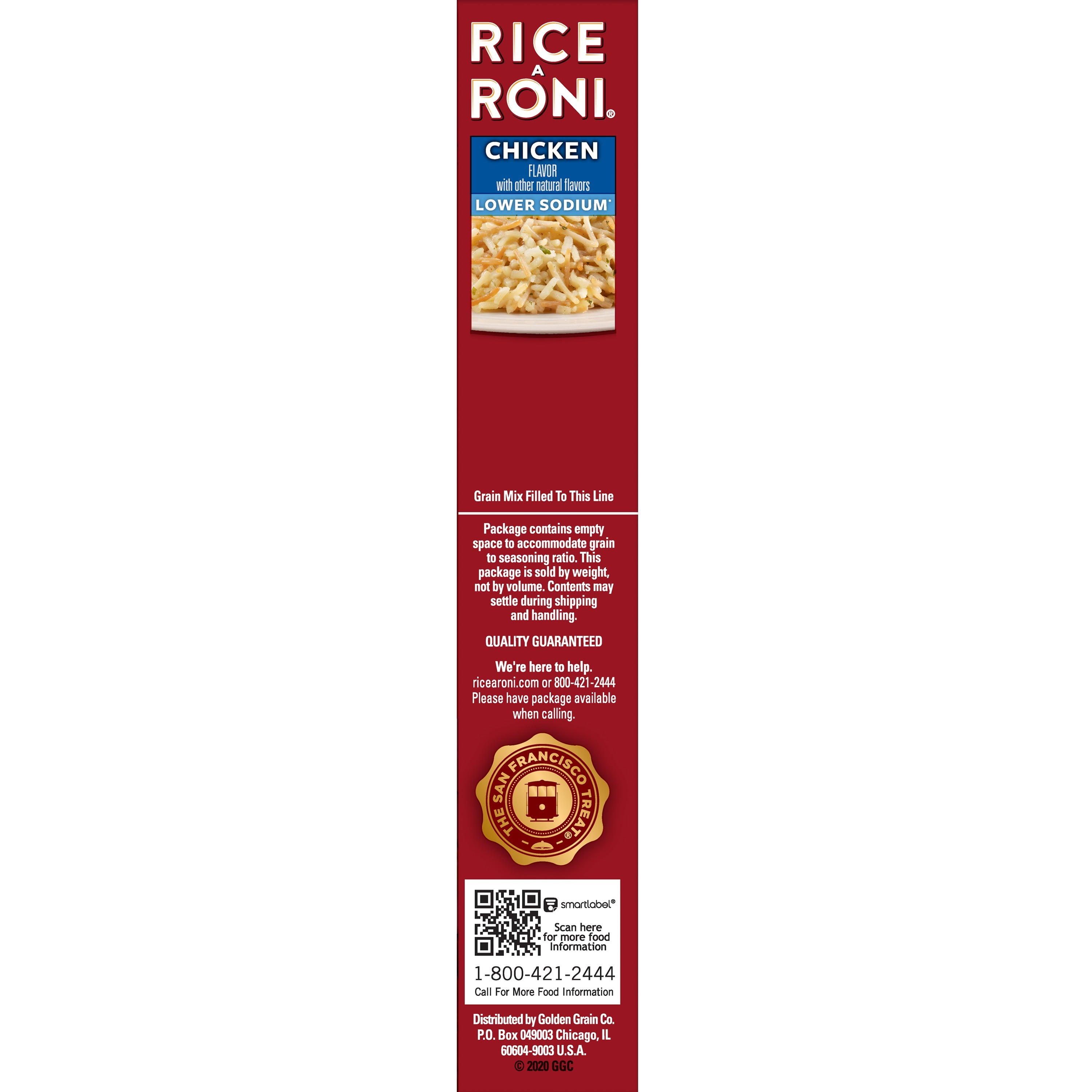 (12 pack) Rice-A-Roni Lower Sodium Rice & Vermicelli Mix, Chicken, 6.9 oz Cardboard Box, Packaged Meals