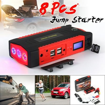 - 82800mAh 300A LCD 4 USB Car Jump Starter Charger Vehicle Battery Booster Power Bank LED Flashlight