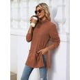 thumbnail image 2 of Long Sleeve Shirts for Women High Neck Casual Tunic Tops Orange Red XL, 2 of 8