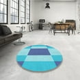 thumbnail image 4 of Ahgly Company Machine Washable Indoor Square Transitional Blue Area Rugs, 7' Square, 4 of 7