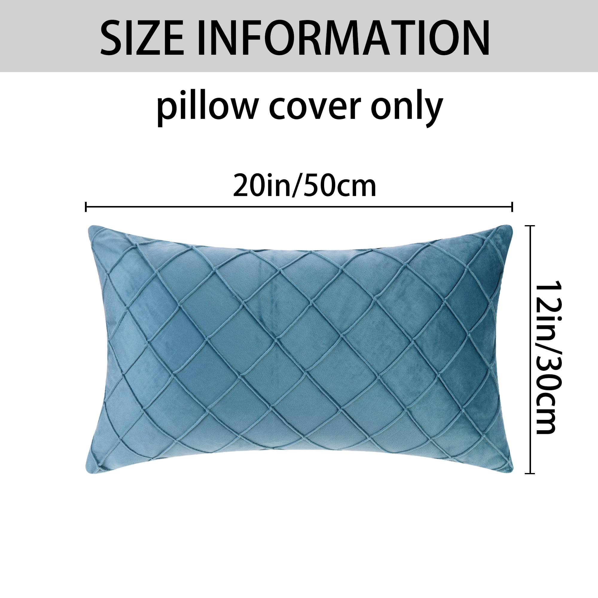 Unique Bargains 4Pcs Velvet Geometric Textured Pillow Covers Home Decor Cushion Covers Blue 12" x 20"/18" x 18"