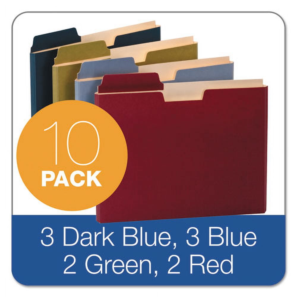 File Folder Pocket, 0.75" Expansion, Letter Size, Assorted, 10/pack | Bundle of 5 Packs