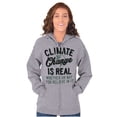 thumbnail image 4 of Climate Change Is Real Earth Day Unisex Fleece Graphic Zip Up Hoodie Brisco Brands 2X, 4 of 5