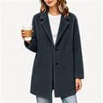 thumbnail image 4 of Plus Size Womens Business Casual Fleece Fall Jackets Trendy Mid-Length Oversized Winter Coats with Pockets Lapel Collar Button Down Outerwear, 4 of 6