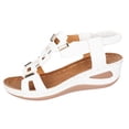 thumbnail image 6 of Rokment Women's Orthopedic Wedge Dressy Sandals with Arch Support Comfortable Platform Walking Summer Shoes Fashion Casual Metal Buckles Mules Slingback Mid Heels Dress Footwear White Size 8, 6 of 7