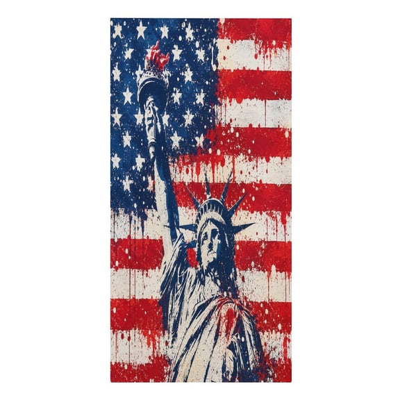RKSupls Liberty Torch Flag Drips Microfiber Beach Towel Absorbent Compact Towels for Swimming Pool Beach Travel Things for Vacation Essentials Adult Gift,61.4×30.3Inch