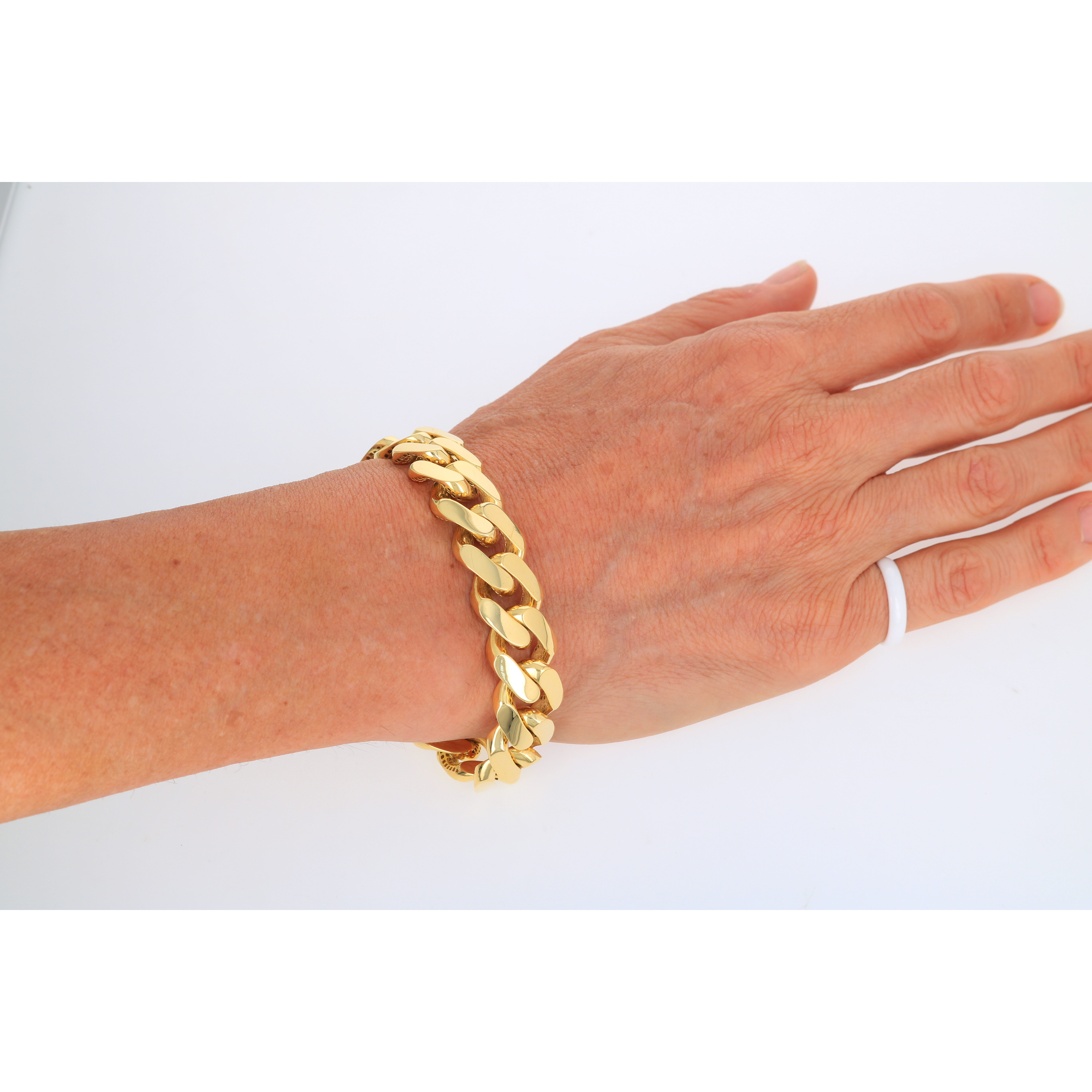 Nuragold 10k Yellow Gold 17mm Royal Monaco Miami Cuban Link Chain Bracelet Mens Jewelry Fancy 1559