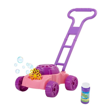UPC: 0196593381746 | Hey Play Bubble Lawn Mower – Outdoor Toy with Bubbles Included Pink