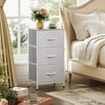 thumbnail image 2 of CZMDZH Nightstand with 3 Drawers, Fabric Dresser, Organizer Unit, Storage Dresser for Bedroom, Hallway, Entryway, Closets, Sturdy Steel Frame, Wood Top, Easy Pull Handle, Light Grey, 2 of 17