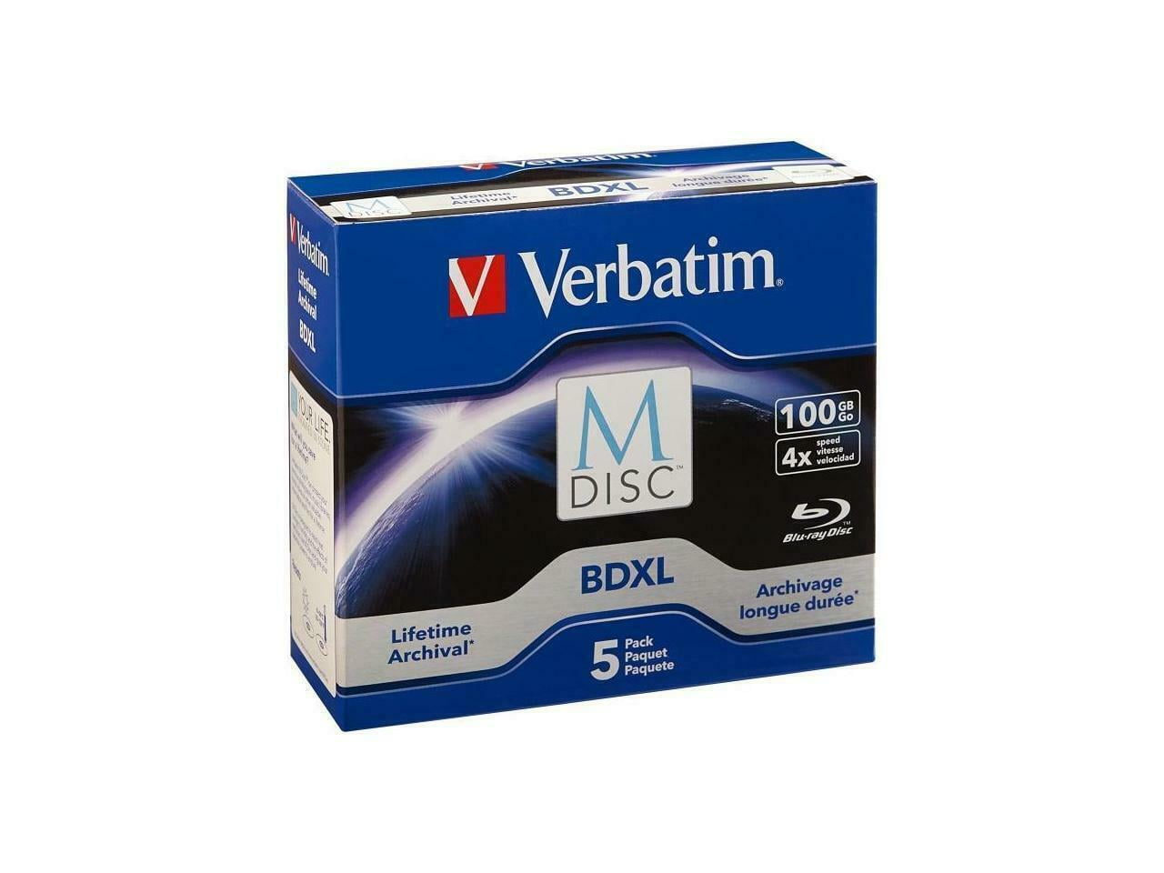 Verbatim M Disc BDXL 100GB 4X 5 Pack Jewel Case 98913