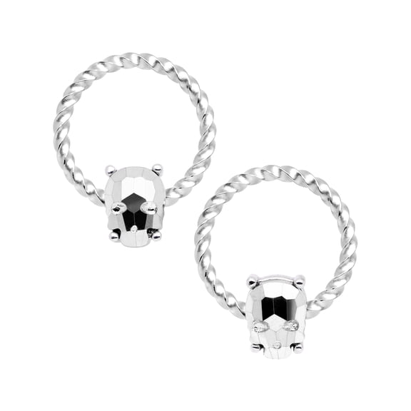 Body Candy Womens Stainless Steel 9/16" Silver Tone Sugar Skull Mask Twisted BCR Captive Nipple Ring Set