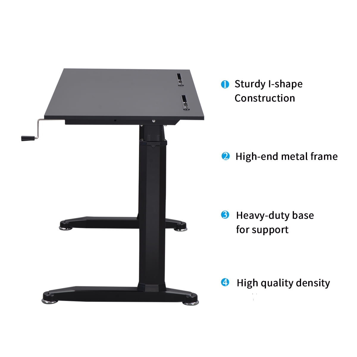 Kepooman Modern Height Adjustable Standing Desk with Crank Handle for Home Office, 47.2"L x 23.6"W x 28.7-44.5"H, Black Kepooman Modern Height Adjustable Standing Desk with Crank Handle for Home Office, 47.2"L x 23.6"W x 28.7-44.5"H, Black