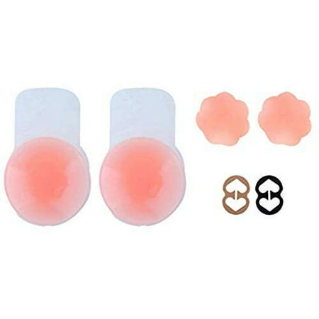 Nipplecovers Adhesive Breast Lift Petals - 2 Pair Reusable Nip Cover 2 Bra Clip