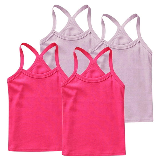 ZACPNCV 4 Pieces Girls Dance Tank Tops Racerback Camisole Undershirts Spaghetti Strap Camis Dance Clothes Tank Tops for Girl Pink 8-9 Years