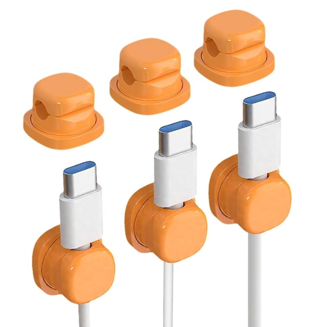 6 Pack 360° Rotatable Cord Organizer, Adhesive Spring Cable Clips, Desk Cable Management Holder for Home Office Car Wall Nightstand, White