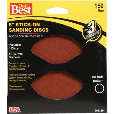 

2Pc Do It Best 5 In. 150 Grit Stick-On Sanding Disc (4-Pack)