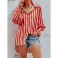 thumbnail image 4 of Women's Button Down Blouses Casual Lantern Sleeve Loose Fit Shirts Tops with Pockets, 4 of 6