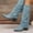 Blue, variant on Women's Chunky Heel Knee High Boots, Retro Pointed Toe Slouch Design with Breathable Lining, Trendy Boots for Daily Party Gift
