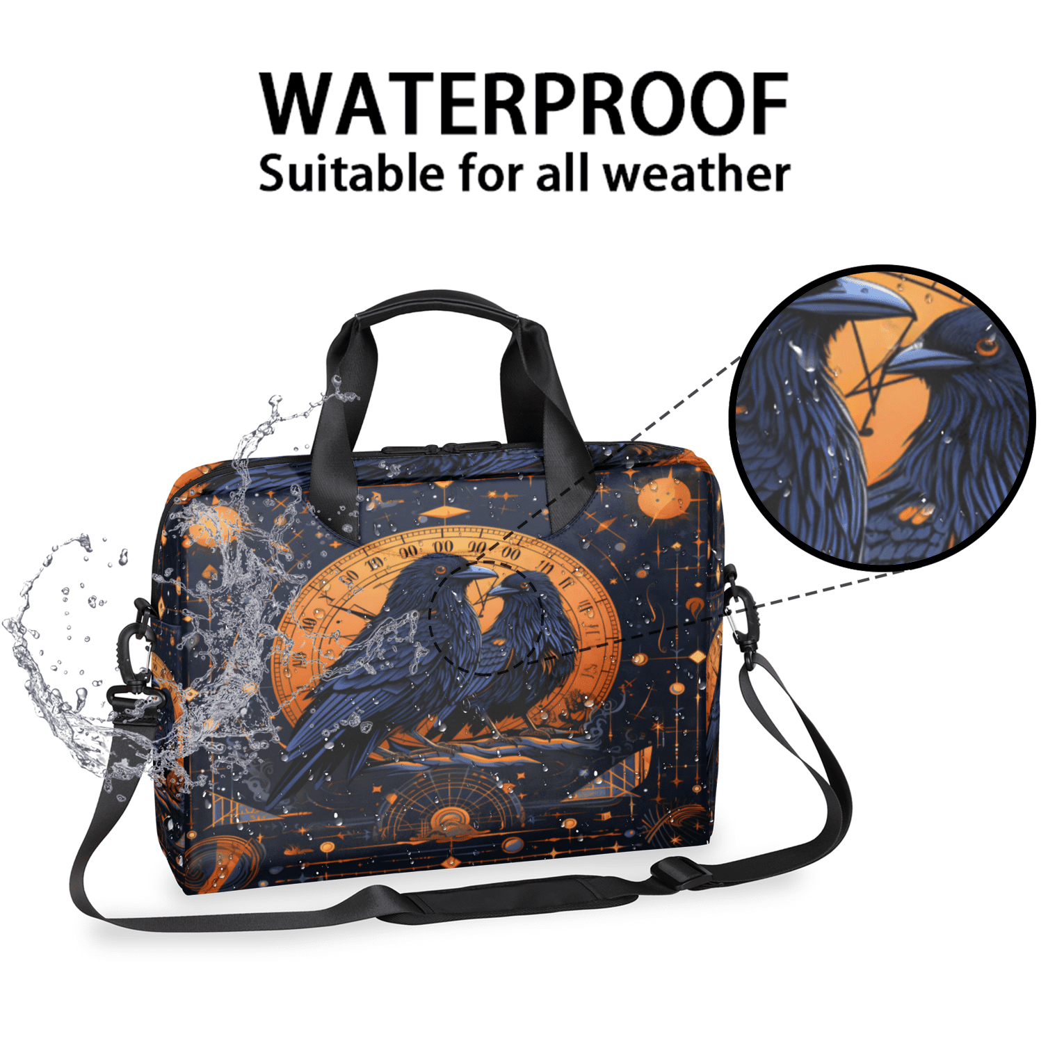 Herdesigns Vintage Laptop Bag for Women Men, Computer Case Briefcase Messenger Bags, 15-15.6 inch Laptop Sleeve Shoulder Bag