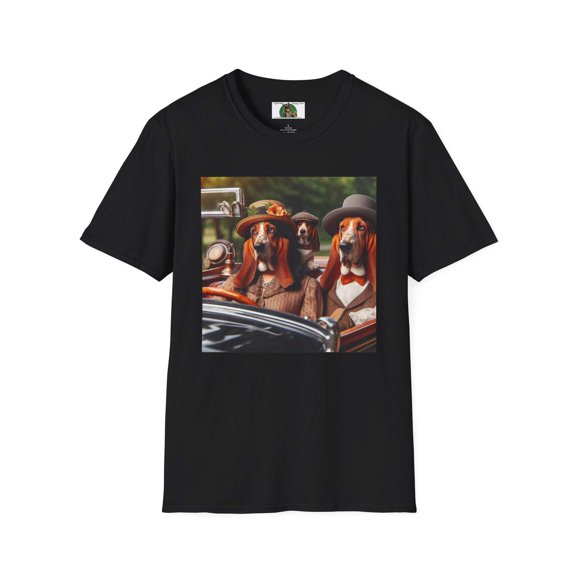 Mr and Mrs Basset Hounds with Puppy Unisex Softstyle T-Shirt
