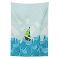 thumbnail image 3 of Ambesonne Ocean Tablecloth Rectangular Table Cover, Sailing Boat on the Sea, 52"x70", Pale Blue Sky Blue, 3 of 4